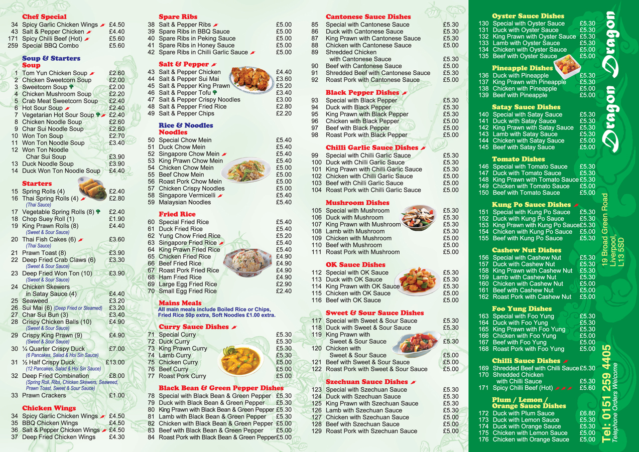 dragon city restaurant nutritional menu